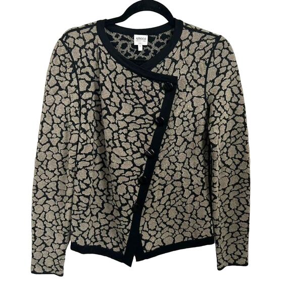 Armani Collezioni Leopard Jacquard Cardigan 8 Italian Y2K Designer Luxury Knit - Picture 1 of 7